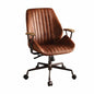 Brown Adjustable Swivel Leather Rolling Executive Office Chair