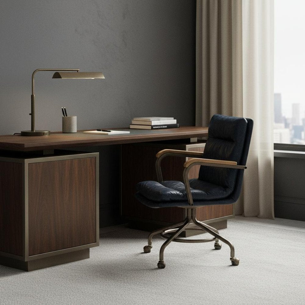 Coffee and Dark Brown Swivel Leather Rolling Executive Office Chair