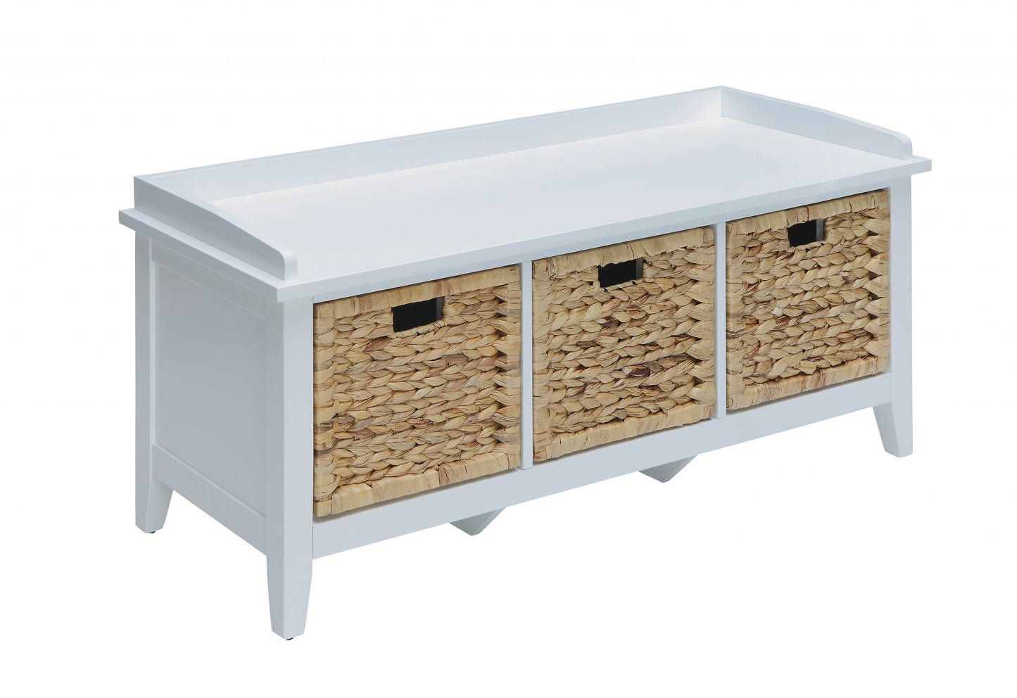 43" White Bench with Drawers