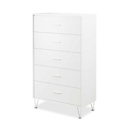 32" White Five Drawer Standard Chest