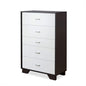 32" Brown And White Wood Five Drawer Dresser
