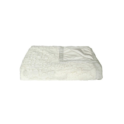 70" X 50" Ivory Faux Fur Plush Throw Blanket