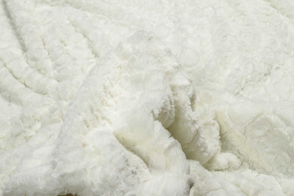 70" X 50" Ivory Faux Fur Plush Throw Blanket