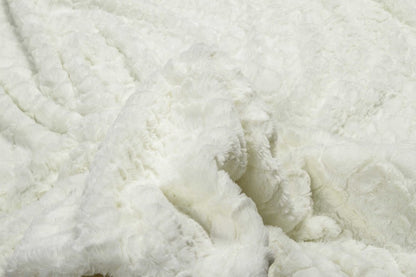 70" X 50" Ivory Faux Fur Plush Throw Blanket