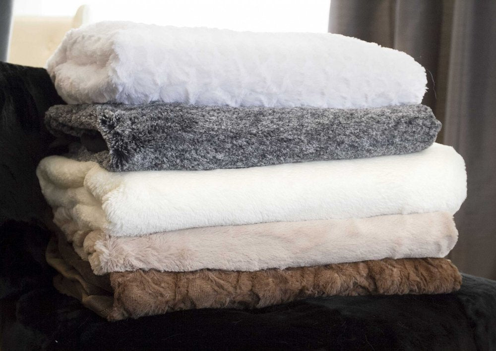 70" X 50" Ivory Faux Fur Plush Throw Blanket