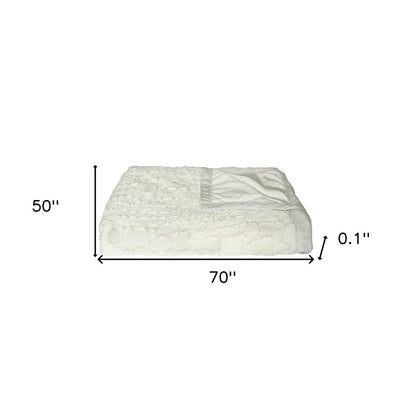 70" X 50" Ivory Faux Fur Plush Throw Blanket
