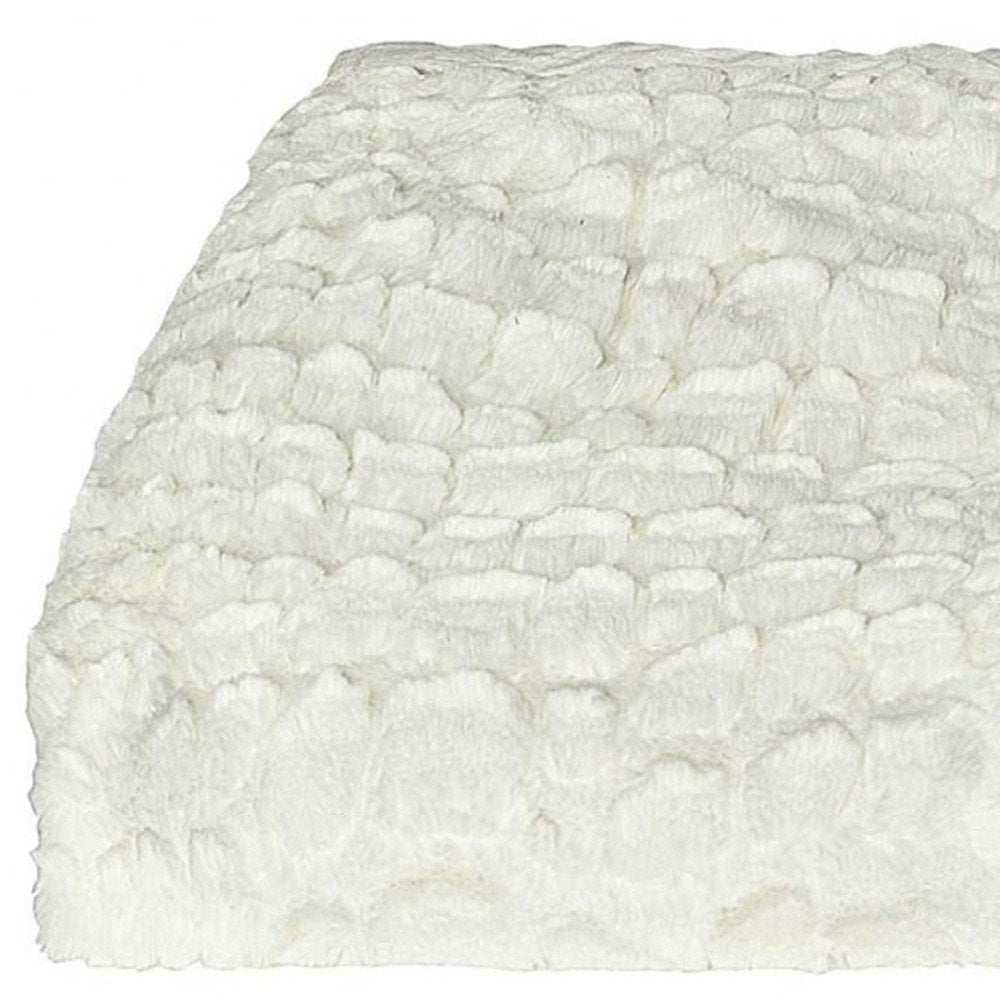 70" X 50" Ivory Faux Fur Plush Throw Blanket