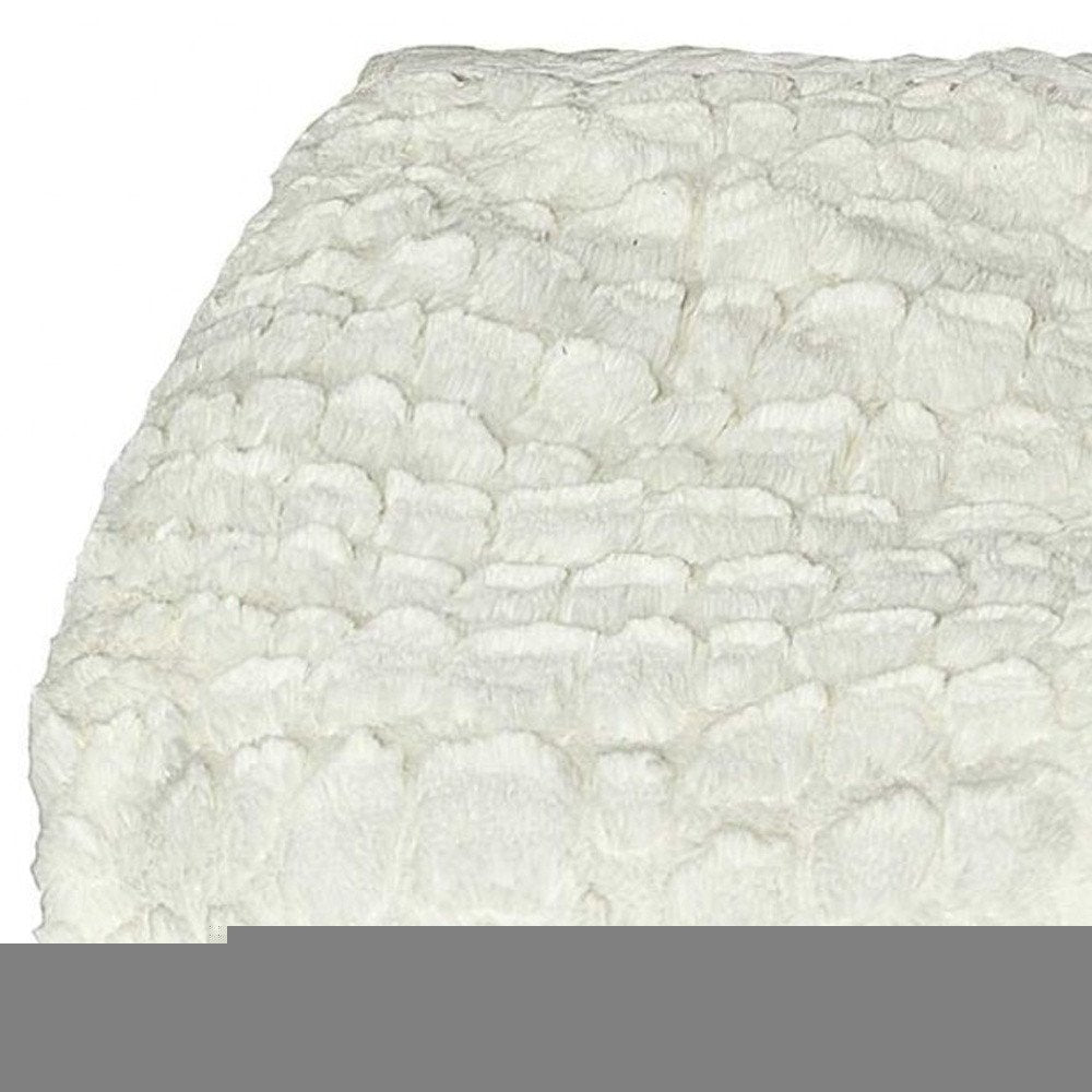 50" X 70" Ivory Faux Fur Plush Throw Blanket with Embroidery