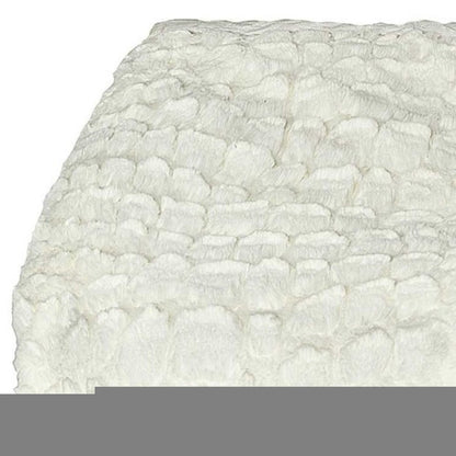 50" X 70" Ivory Faux Fur Plush Throw Blanket with Embroidery