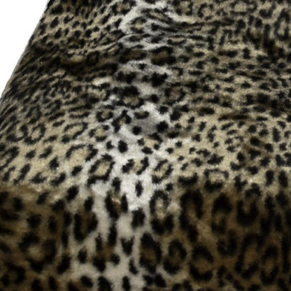 70" X 50" Black Brown And Ivory Leopard Faux Fur Plush Throw Blanket with Embroidery