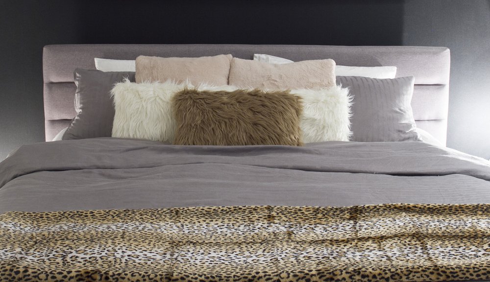 70" X 50" Black Brown And Ivory Leopard Faux Fur Plush Throw Blanket with Embroidery