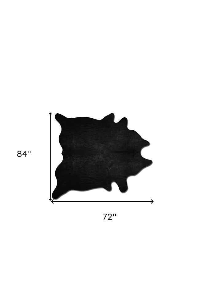 6' X 7' Black Cowhide Area Rug