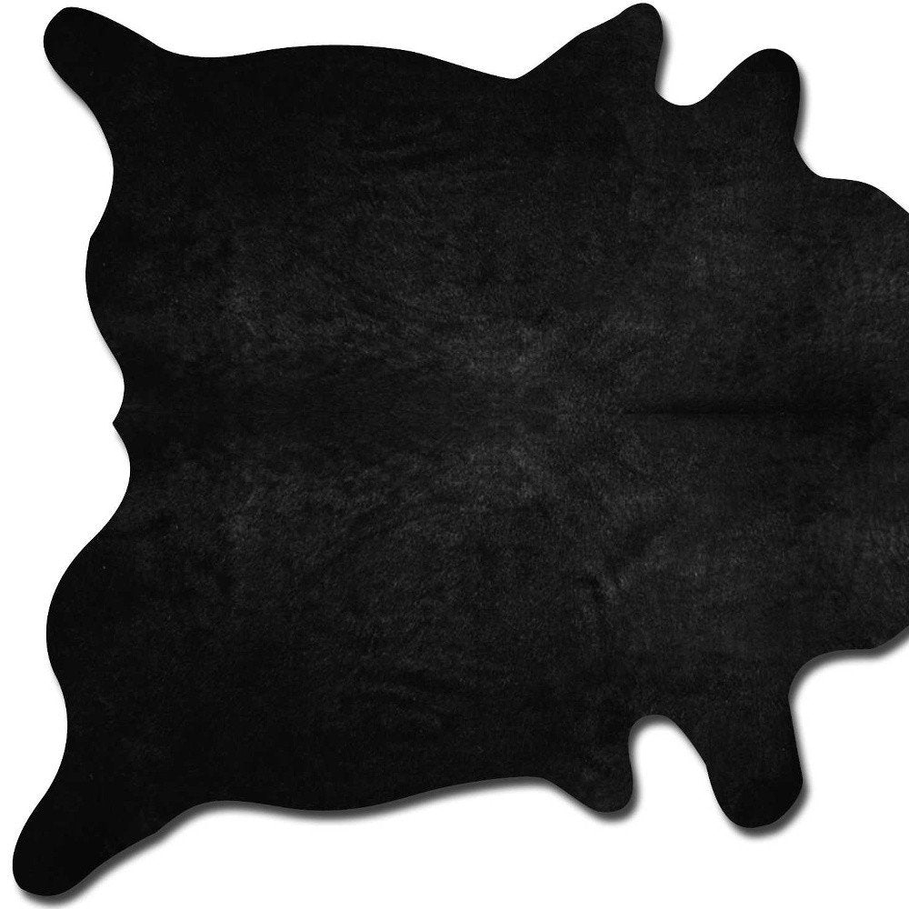 6' X 7' Black Cowhide Area Rug