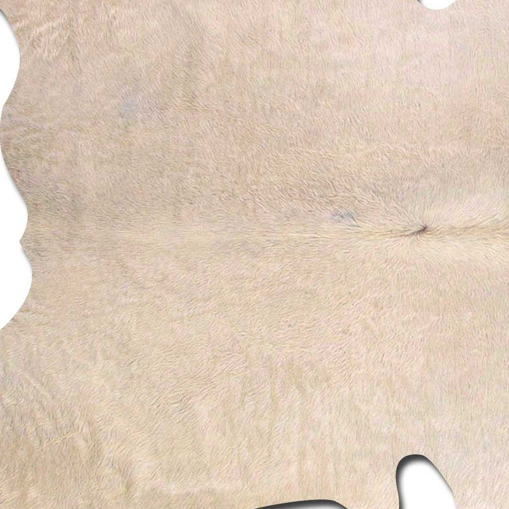 6' X 7' Off White Cowhide Cowhide Print Handmade Area Rug