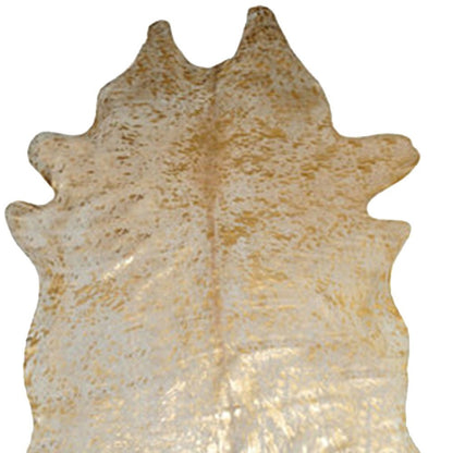 6' X 7' Red And Silver Cowhide Area Rug