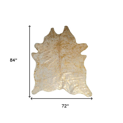 72" X 84" Chocolate And Gold Cowhide - Area Rug