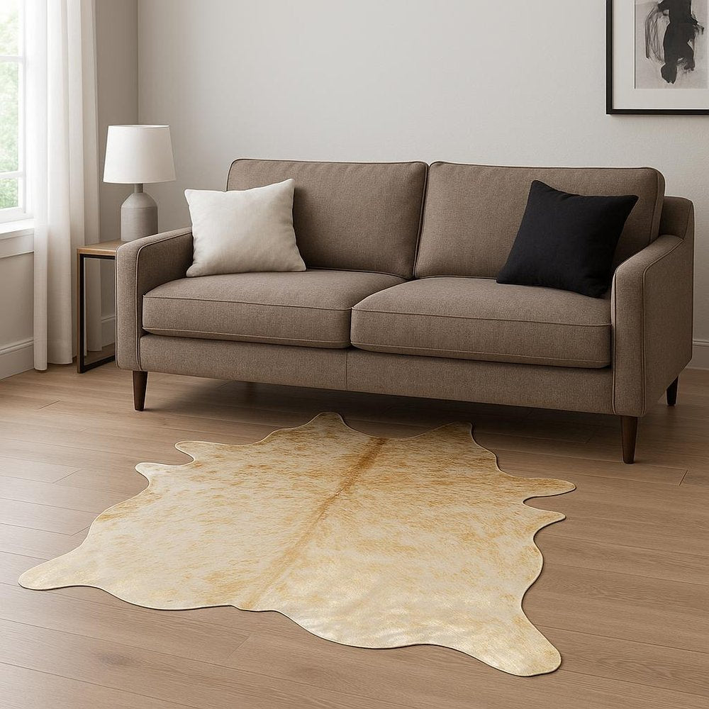 6' X 7' Red And Silver Cowhide Area Rug