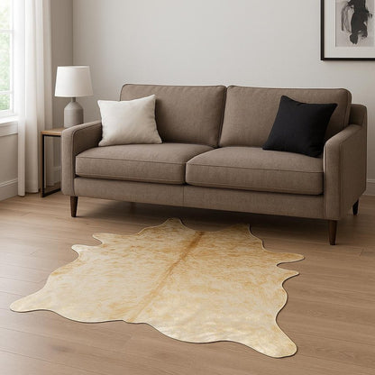 72" X 84" Chocolate And Gold Cowhide - Area Rug