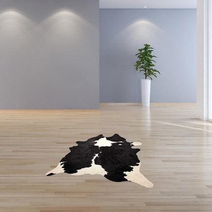 6' X 7' Black Cowhide Handmade Area Rug