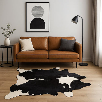 6' X 7' Black Cowhide Handmade Area Rug