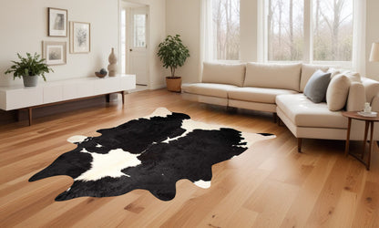 Black And White Cowhide Animal Print Area Rug