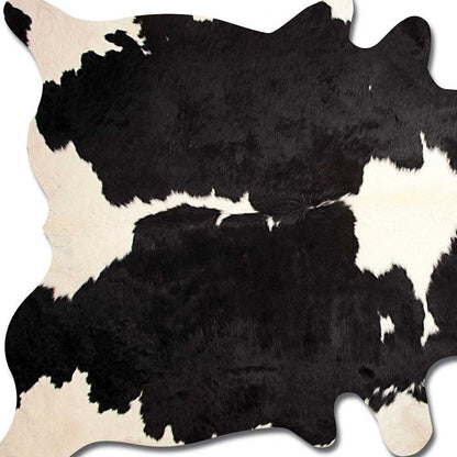 6' X 7' Black And White Cowhide Animal Print Area Rug