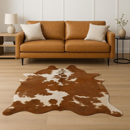 6' X 7' Black And White Cowhide Animal Print Area Rug