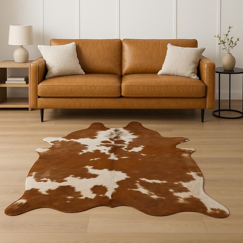 6' X 7' Black And White Cowhide Animal Print Area Rug