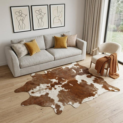 6' X 7' Black And White Cowhide Animal Print Area Rug