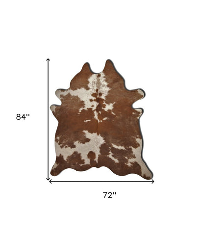 6' X 7' Brown And Black Cowhide Cheetah Print Area Rug