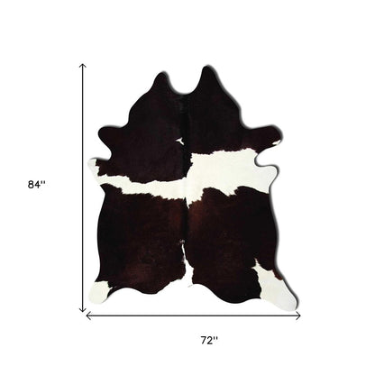 6' X 7' Black And White Cowhide Animal Print Area Rug