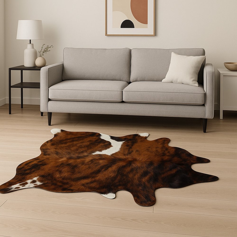 6' X 7' Brown And Black Cowhide Cowhide Print Area Rug