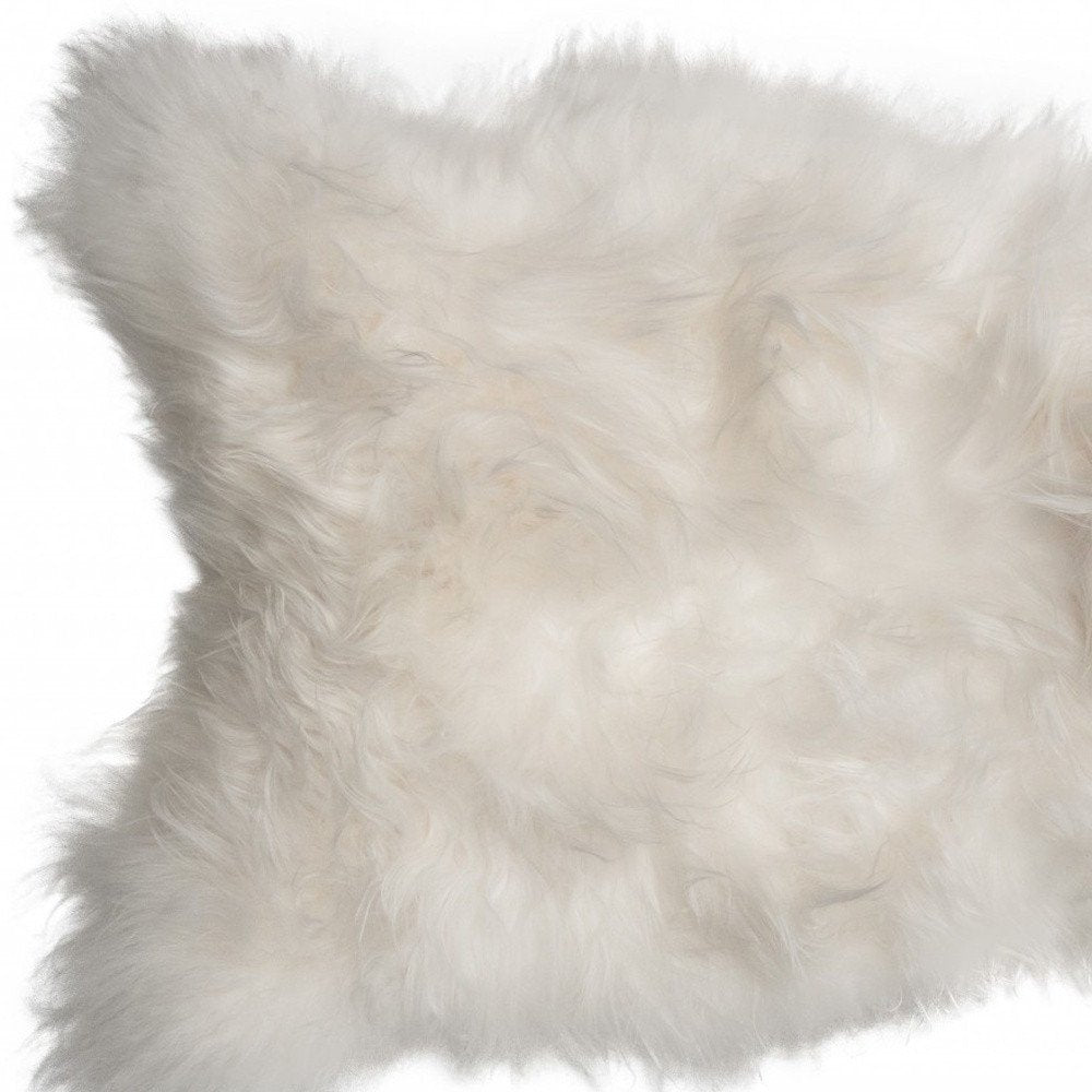 2' X 3' White Natural Wool Long-Haired Sheepskin Area Rug