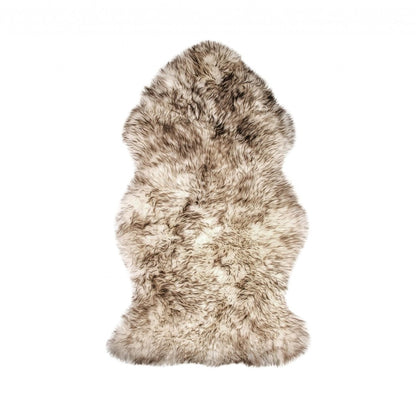 2' X 3' Brown And White Genuine Sheepskin Ombre Area Rug