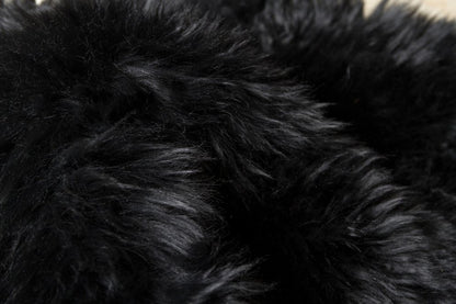 6' Black Genuine Sheepskin Animal Print Shag Area Rug