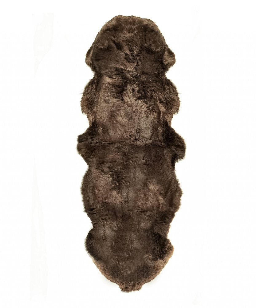 6' Black Genuine Sheepskin Animal Print Shag Area Rug