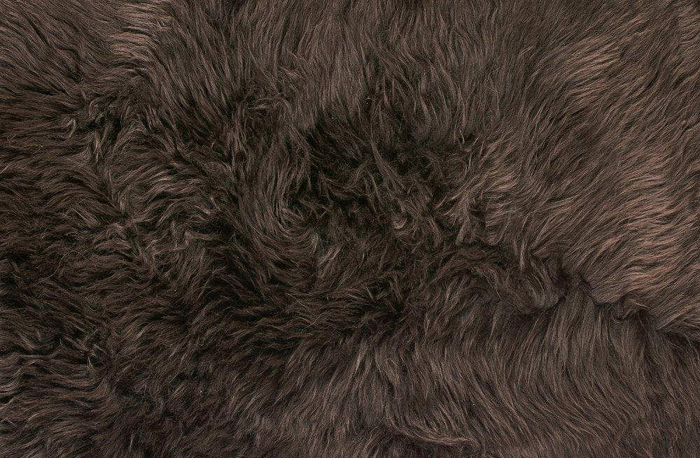 6' Black Genuine Sheepskin Animal Print Shag Area Rug