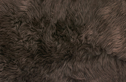 6' Black Genuine Sheepskin Animal Print Shag Area Rug