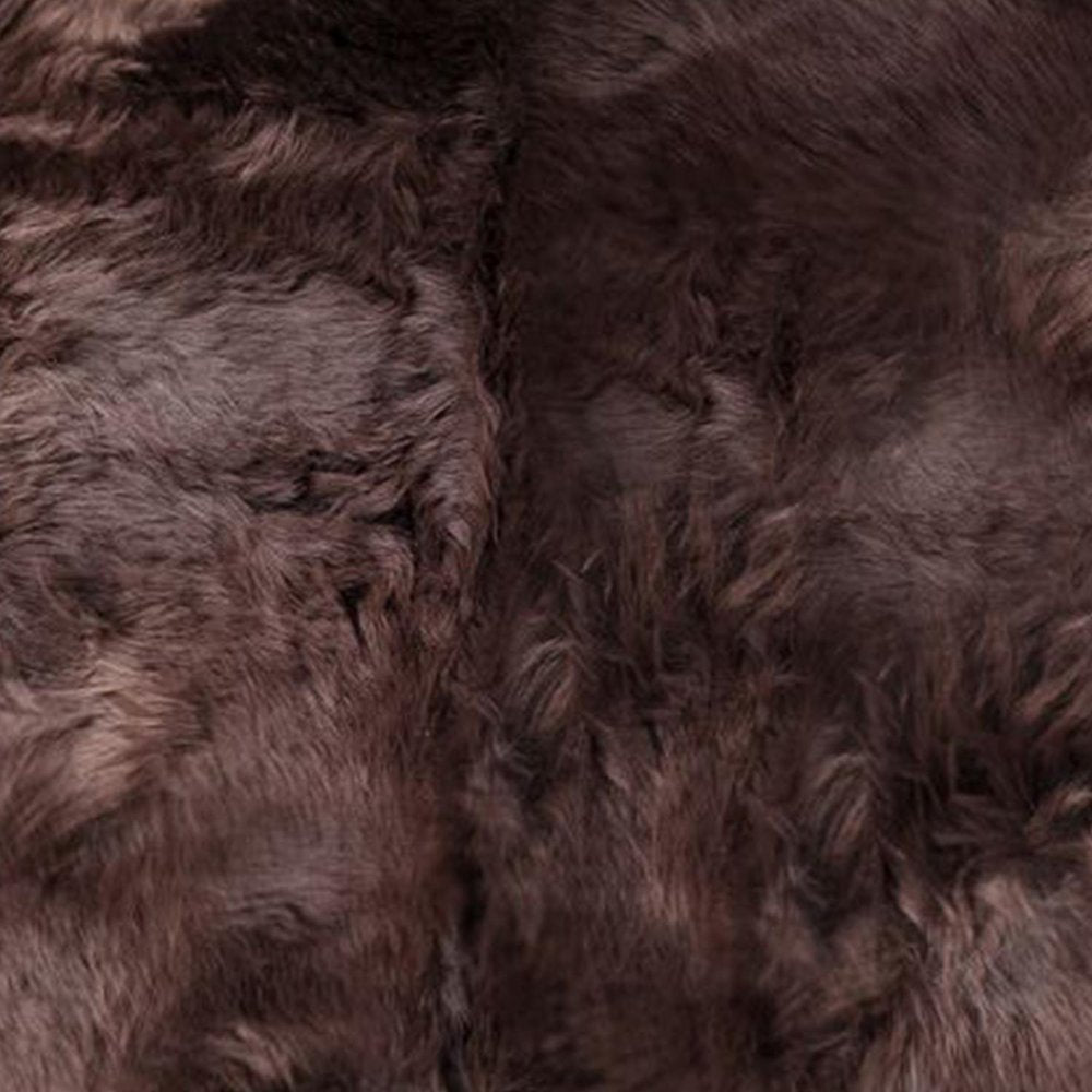 6' Black Genuine Sheepskin Animal Print Shag Area Rug