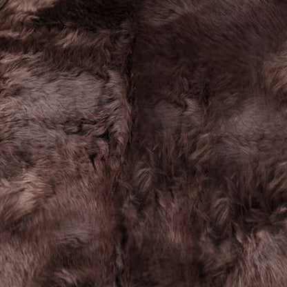 6' Black Genuine Sheepskin Animal Print Shag Area Rug