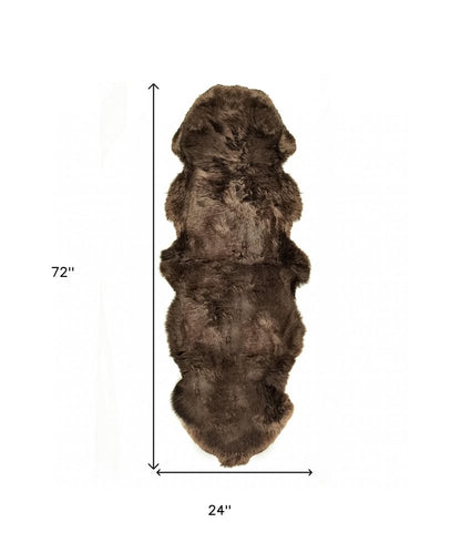 6' Black Genuine Sheepskin Animal Print Shag Area Rug