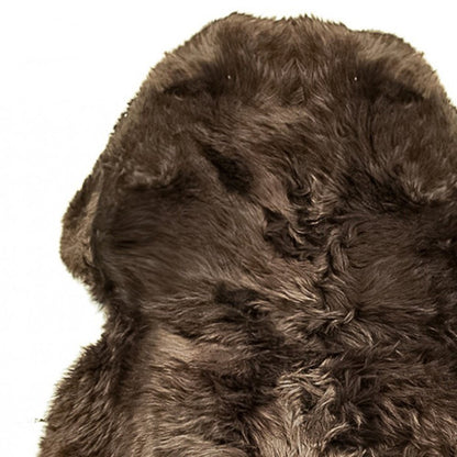 6' Black Genuine Sheepskin Animal Print Shag Area Rug