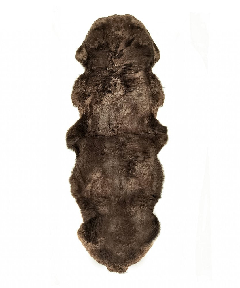 6' Black Genuine Sheepskin Animal Print Shag Area Rug