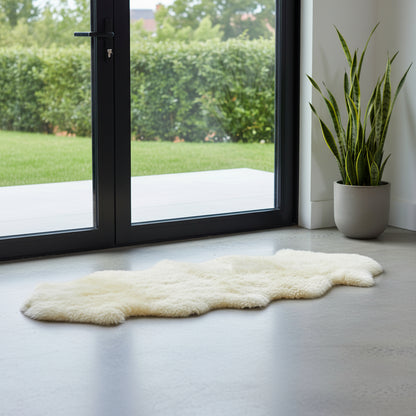 6' Black Genuine Sheepskin Animal Print Shag Area Rug