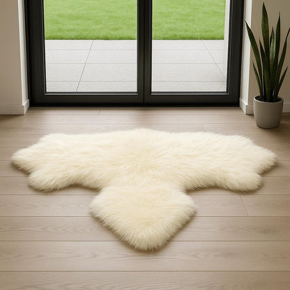 6' Natural Genuine Sheepskin Animal Print Shag Area Rug