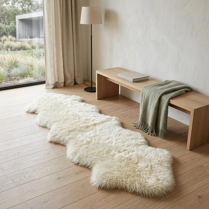 6' Natural Genuine Sheepskin Animal Print Shag Area Rug