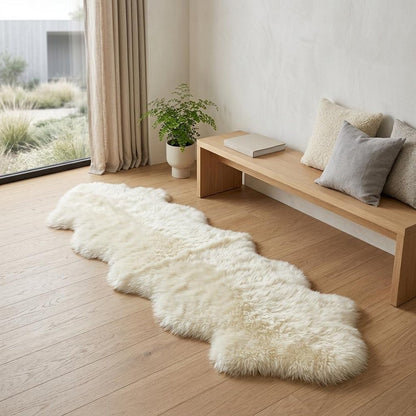 6' Natural Genuine Sheepskin Animal Print Shag Area Rug