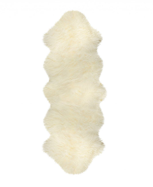 6' Natural Genuine Sheepskin Animal Print Shag Area Rug