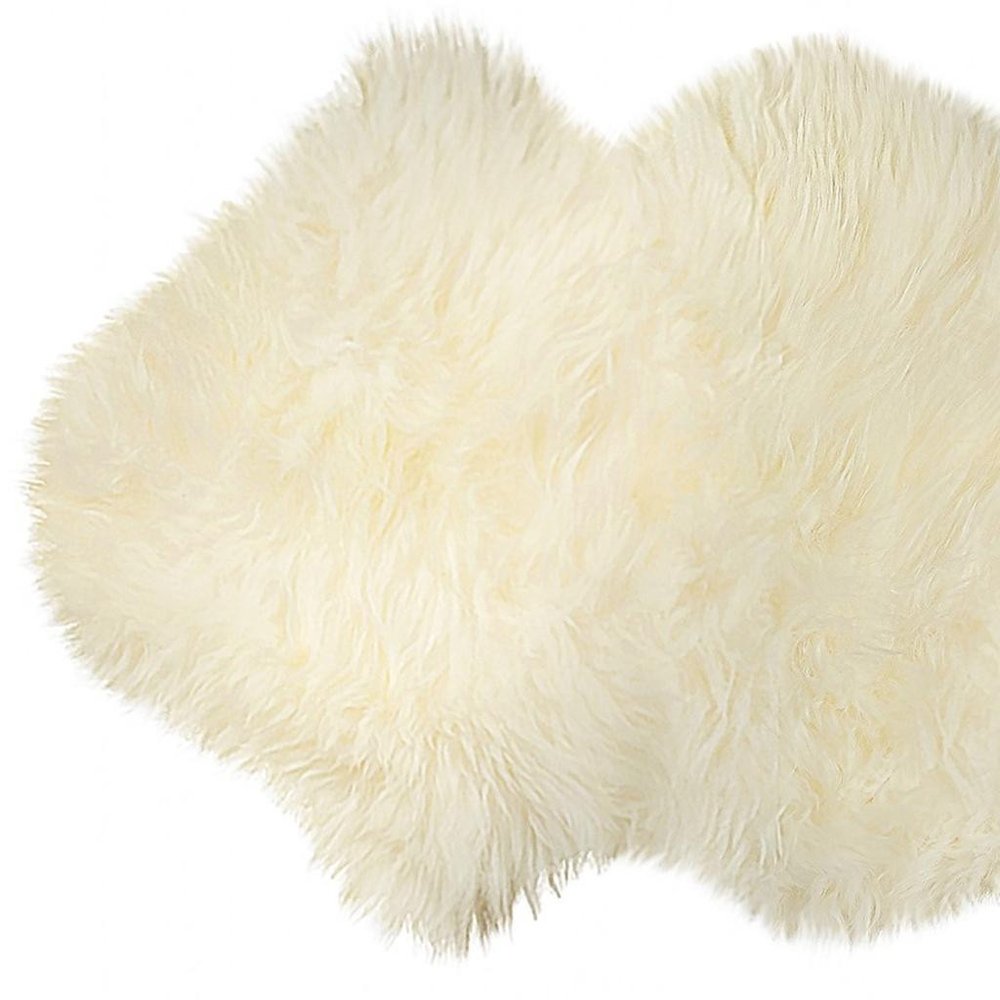 6' Natural Genuine Sheepskin Animal Print Shag Area Rug