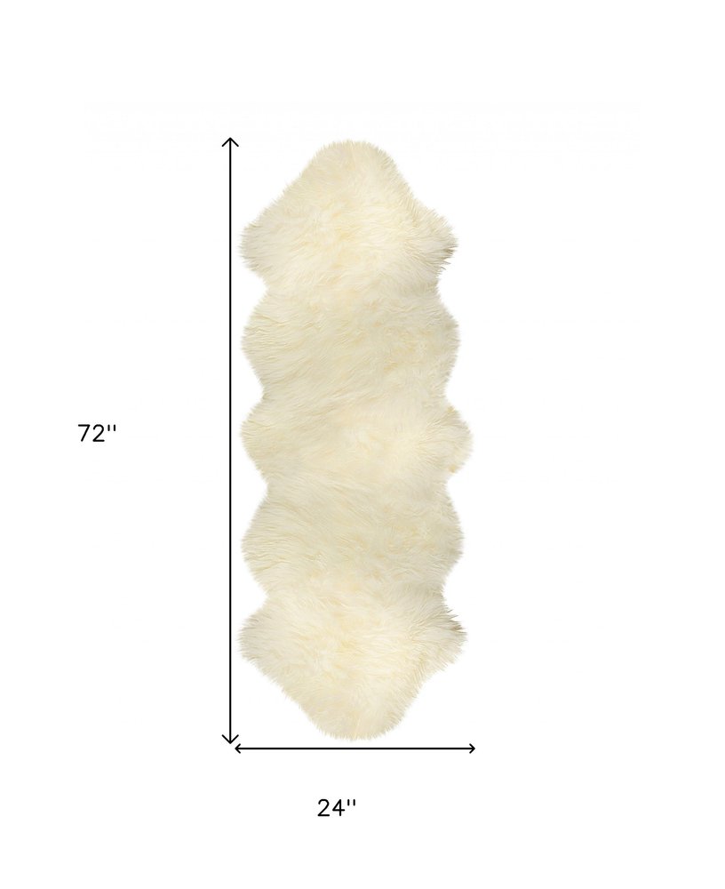 6' Natural Genuine Sheepskin Animal Print Shag Area Rug